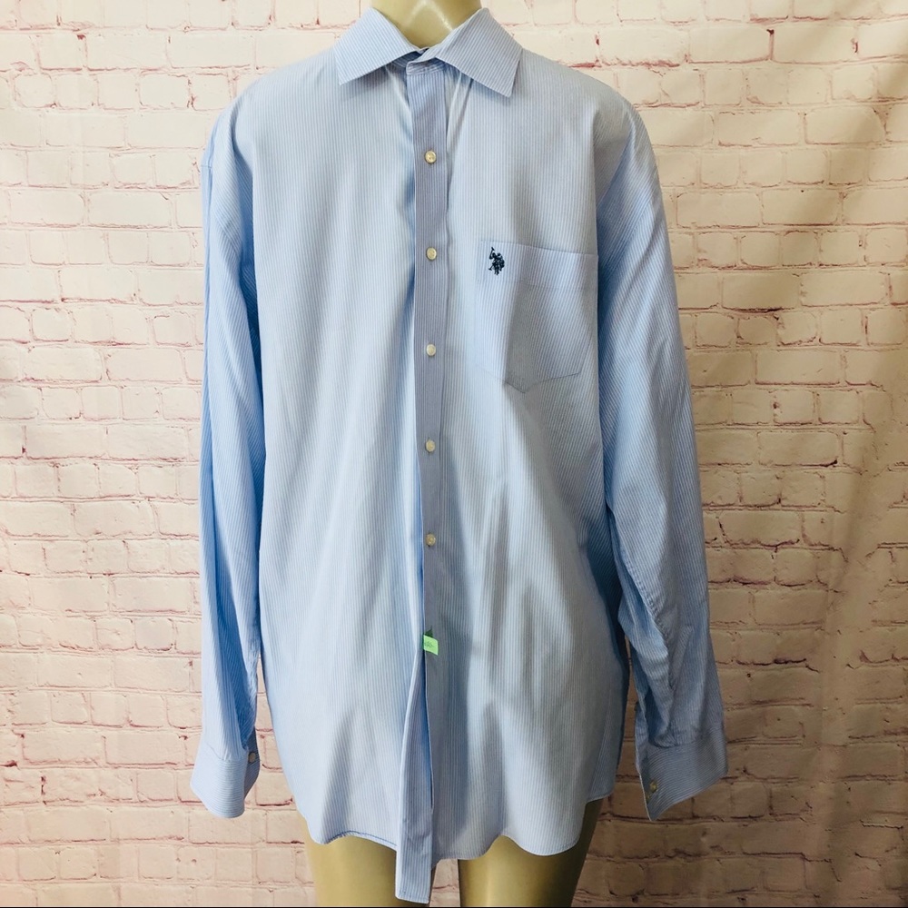 US polo blue button down with white stripes